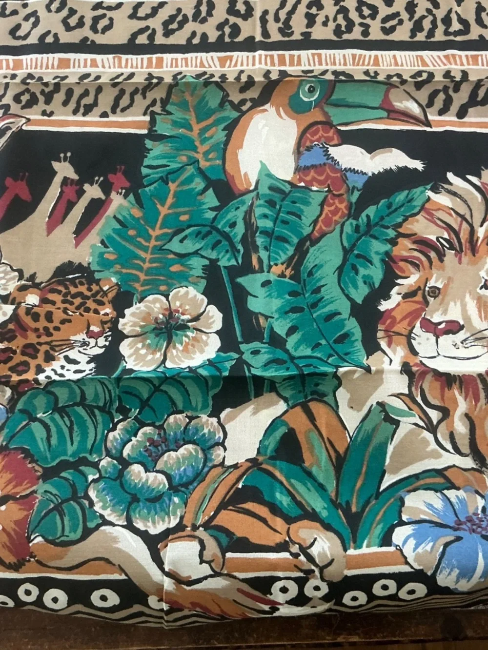 NWOT UNbranded Leopard Jungle Print Queen fitted sheet fabric remnant
